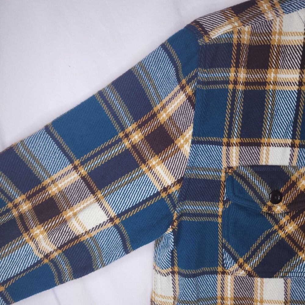 Outerknown Blanket Shirt Mens Large Plaid Green, Burgundy Heavyweight Organic - Picture 3 of 12
